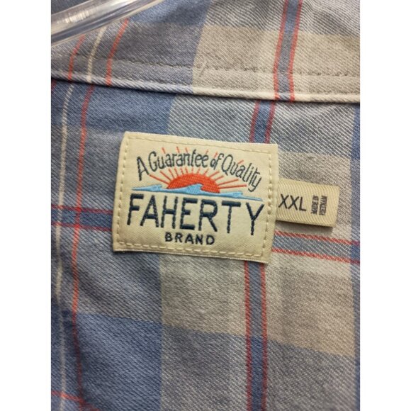 Faherty Mens Shirt Size XXL Blue Plaid Flannel Long Sleeve Button Down Casual - Picture 3 of 8